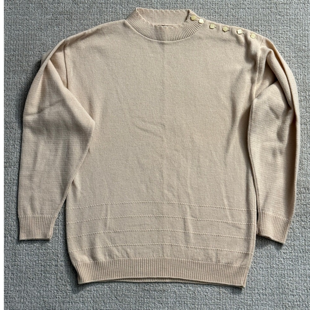 Pendleton Wool Sweater Button Shoulder‎ Mock Neck Pullover Top Small